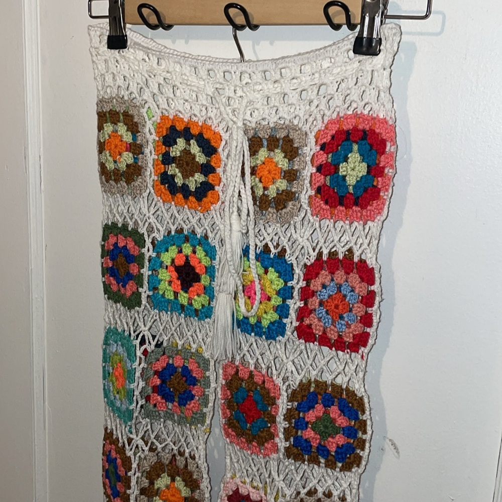 Handmade Granny Square Crochet Boho Hippie pants - Picture 4 of 12